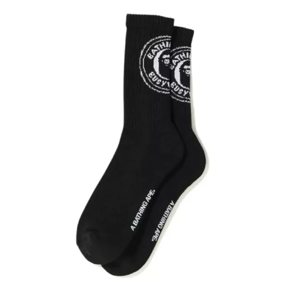 BAPE Busy Works High Socks Black/White 🧦 - Picture 1 of 2